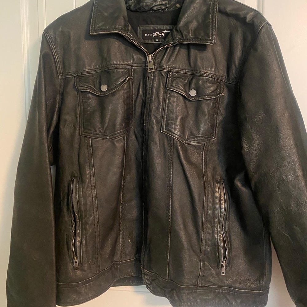 Black Rivet Leather Jacket. Size XL